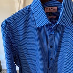 Thomas Pink Men Super Slim Shirt Blue/White - 15.5